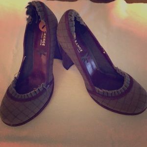 Grey with Burgundy trim heels